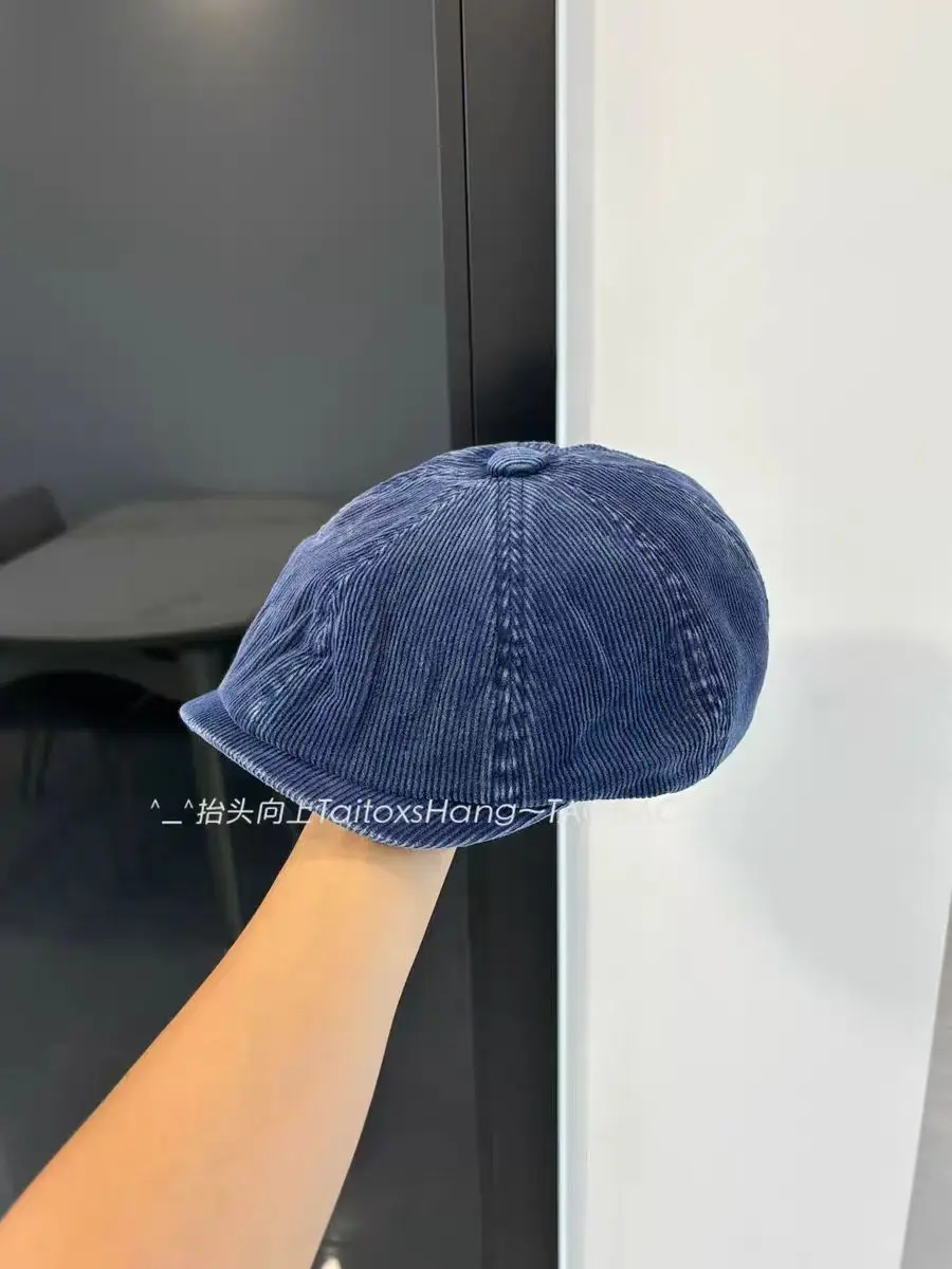 Japanese Retro Corduroy Beret for Women Duckbill Forward Cap — feature 6
