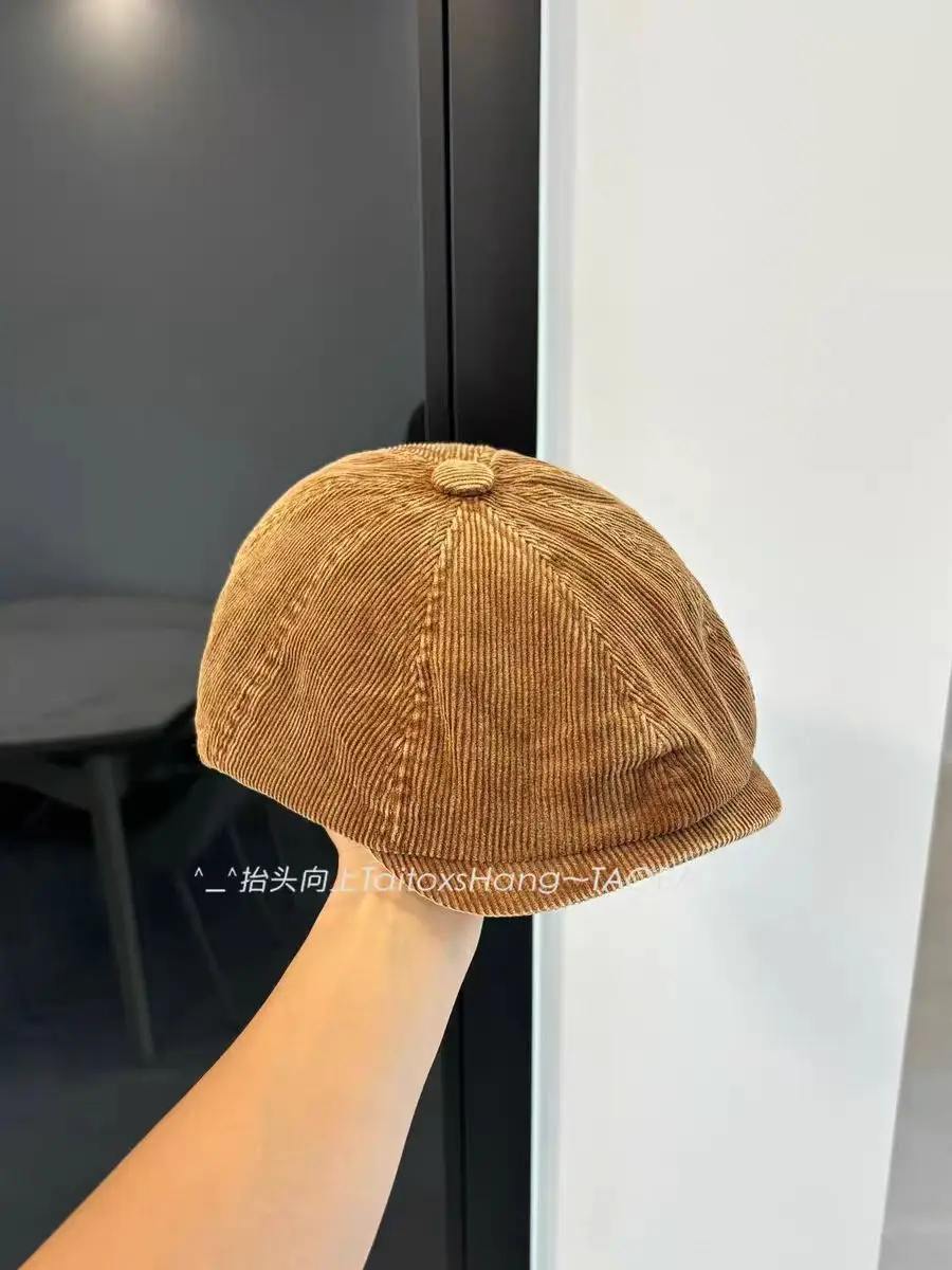 Japanese Retro Corduroy Beret for Women Duckbill Forward Cap — feature 8