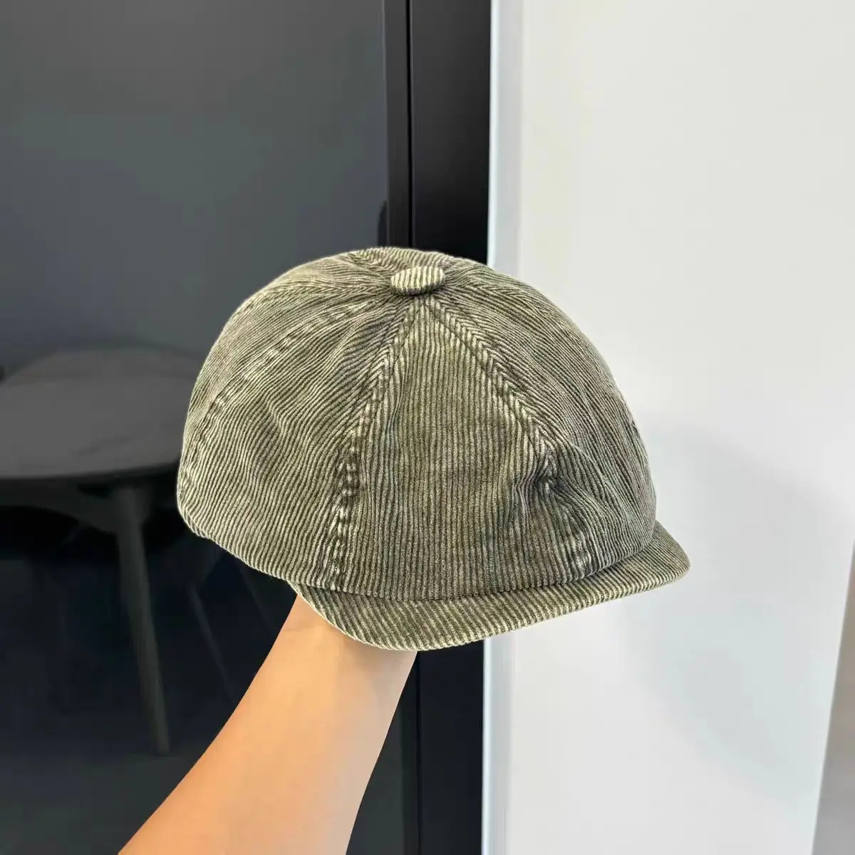Japanese Retro Corduroy Beret for Women Duckbill Forward Cap - Image 2