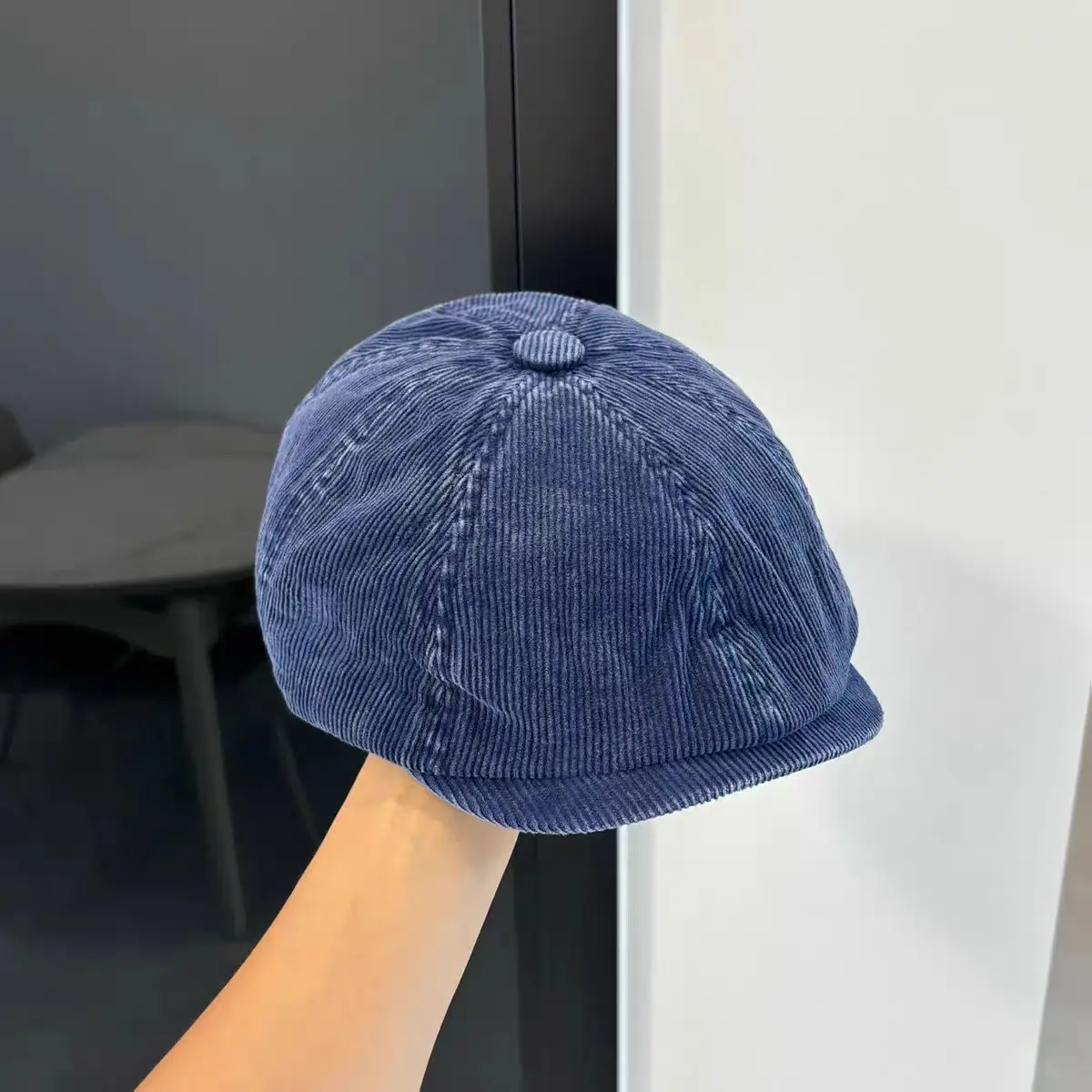 Japanese Retro Corduroy Beret for Women Duckbill Forward Cap - Image 3