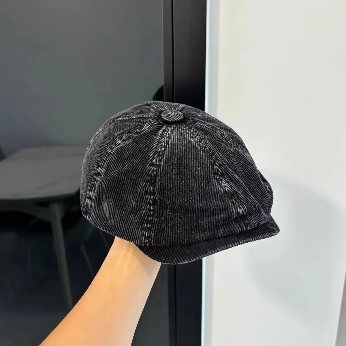 Japanese Retro Corduroy Beret for Women Duckbill Forward Cap - Image 4