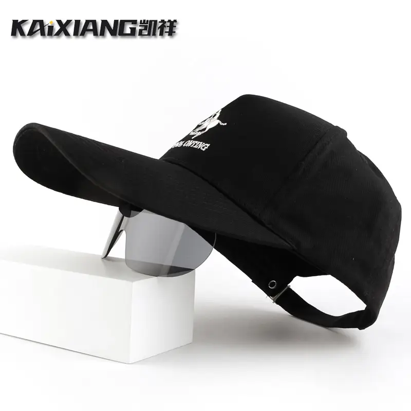 Black Two-In-One Sunglasses & Baseball Cap for Men Women - Image 3