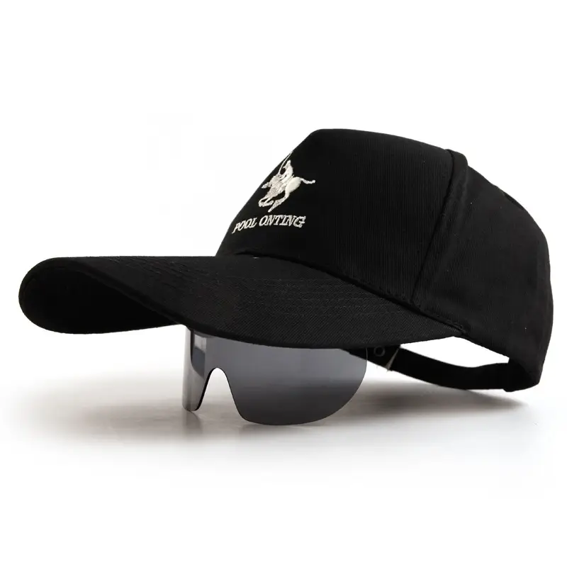 Black Two-In-One Sunglasses & Baseball Cap for Men Women - Image 5