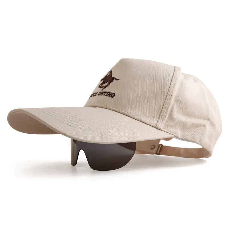 Black Two-In-One Sunglasses & Baseball Cap for Men Women - Image 6