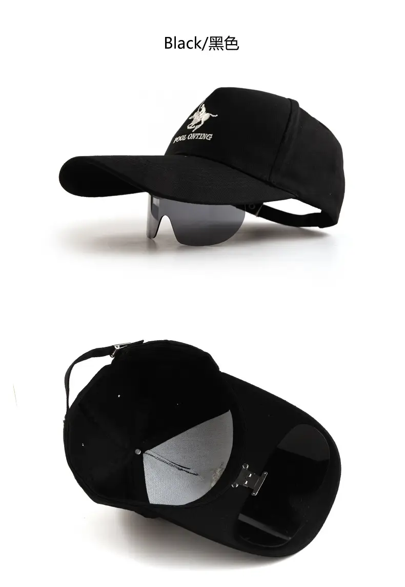 Black Two-In-One Sunglasses & Baseball Cap for Men Women — feature 2