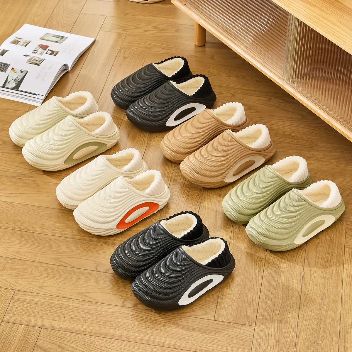 Waterproof Cotton Slippers for Men Women Winter Indoor Non-Slip - Image 14