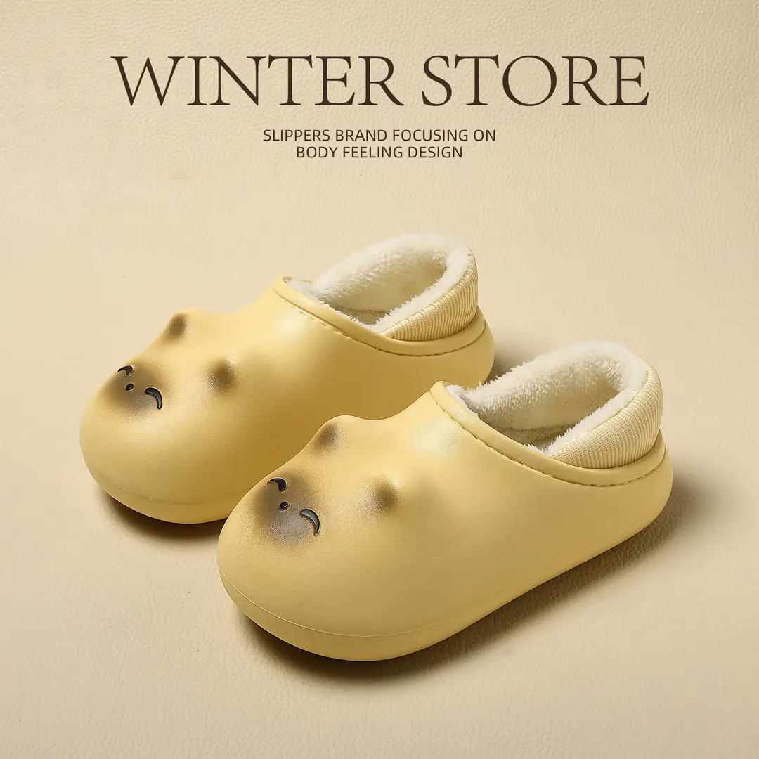 Cartoon Kitten Waterproof Cotton Shoes for Women Winter Outer Wear Soft-Soled Cotton Slippers Non-Slip Warm Bag Heel Cotton Slippers for Women Wholesale - Image 4