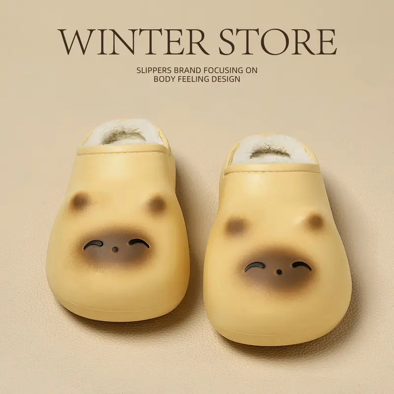 Little Fat Cat Cotton Slippers for Women Winter Cartoon Cute Kitten Ladies Winter Waterproof Non-Slip Plush Warm Cotton Slippers Winter - Image 4