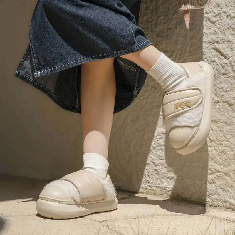 Thick-Soled Bag-Heeled Cotton Slippers for Women in Winter New Style Velcro Warm and Comfortable Indoor Home Non-Slip Cotton Shoes - Image 6