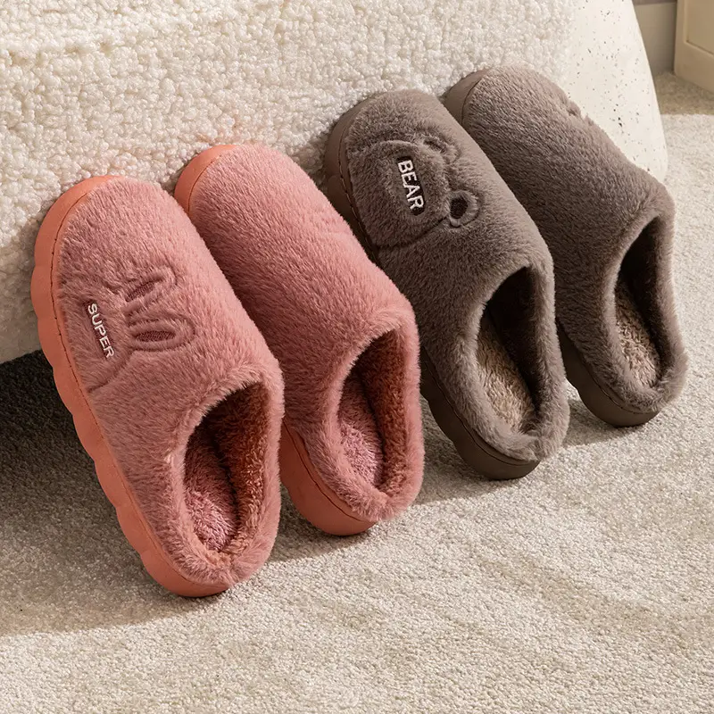 Qida Shun Men's and Women's Cotton Slippers Winter New Indoor and Outdoor Plush Cotton Shoes Thickeneded and Warm Couple Cotton Slippers Wholesale - Image 2