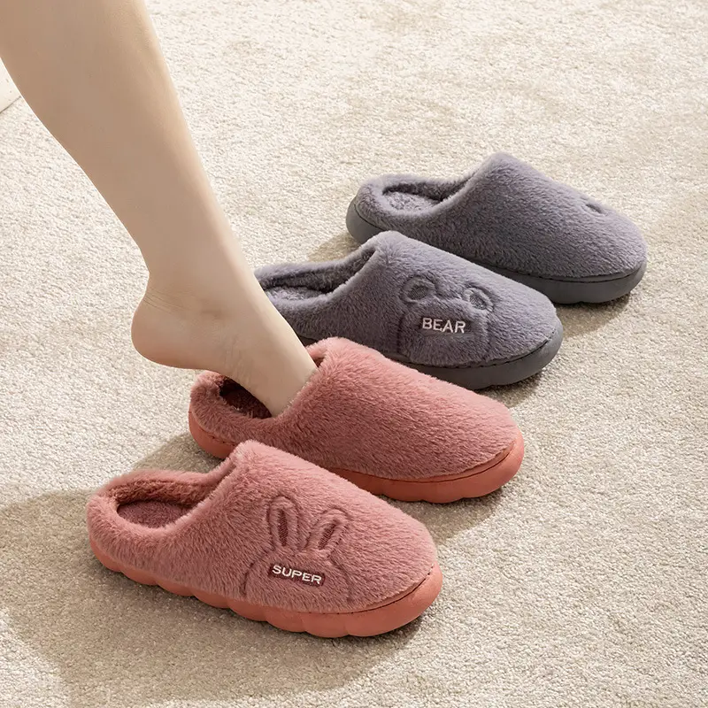 Qida Shun Men's and Women's Cotton Slippers Winter New Indoor and Outdoor Plush Cotton Shoes Thickeneded and Warm Couple Cotton Slippers Wholesale - Image 4