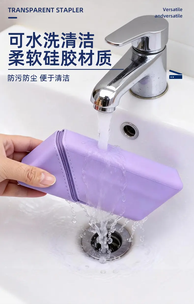 Cross-Border Silicone Desktop Dual-Purpose Student Simple Pencil Bag Rhombus Zipper Silicone Stationery Storage Bag Stationery Pencil Bag — feature 9