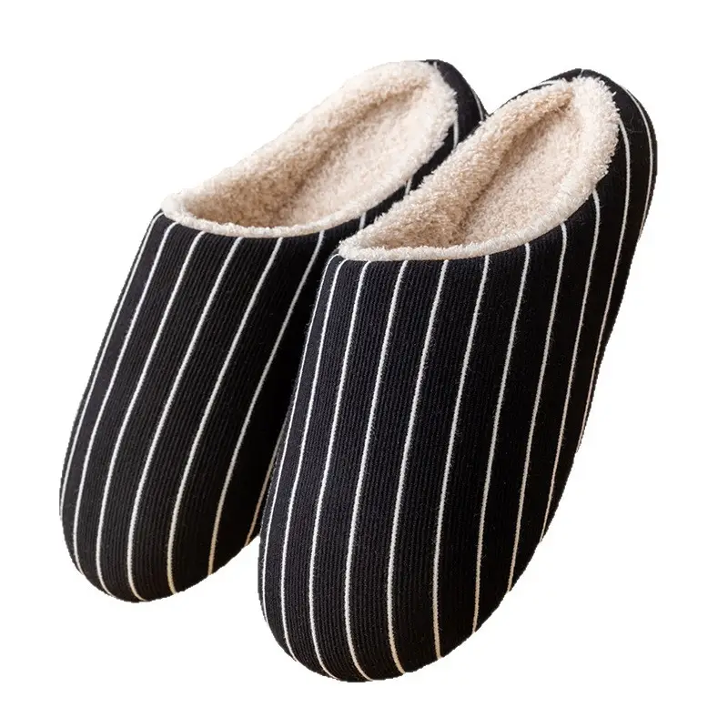 Warm Cotton Striped Slippers for Women Men Winter Indoor Comfort - Image 10