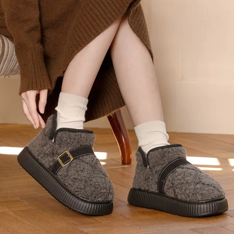 2025 New Cotton Slippers for Women in Winter Indoor Home Comfort Thick-Soled Plush Warm Cotton Shoes for Women to Wear Outside - Image 6