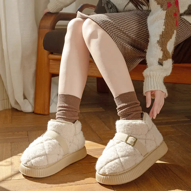 2025 New Cotton Slippers for Women in Winter Indoor Home Comfort Thick-Soled Plush Warm Cotton Shoes for Women to Wear Outside - Image 7