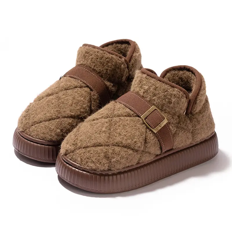 2025 New Cotton Slippers for Women in Winter Indoor Home Comfort Thick-Soled Plush Warm Cotton Shoes for Women to Wear Outside - Image 3