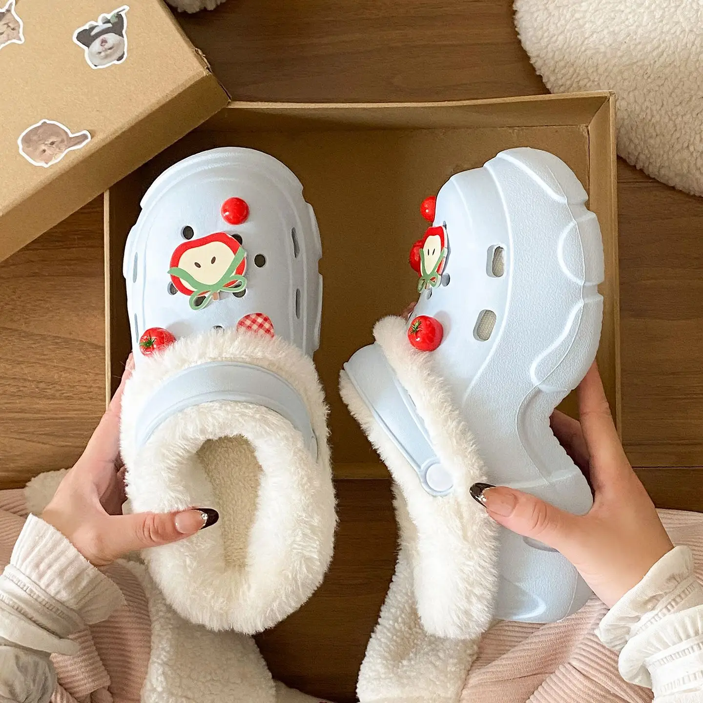 Detachable Warm Clogs for Women Winter Arch Support