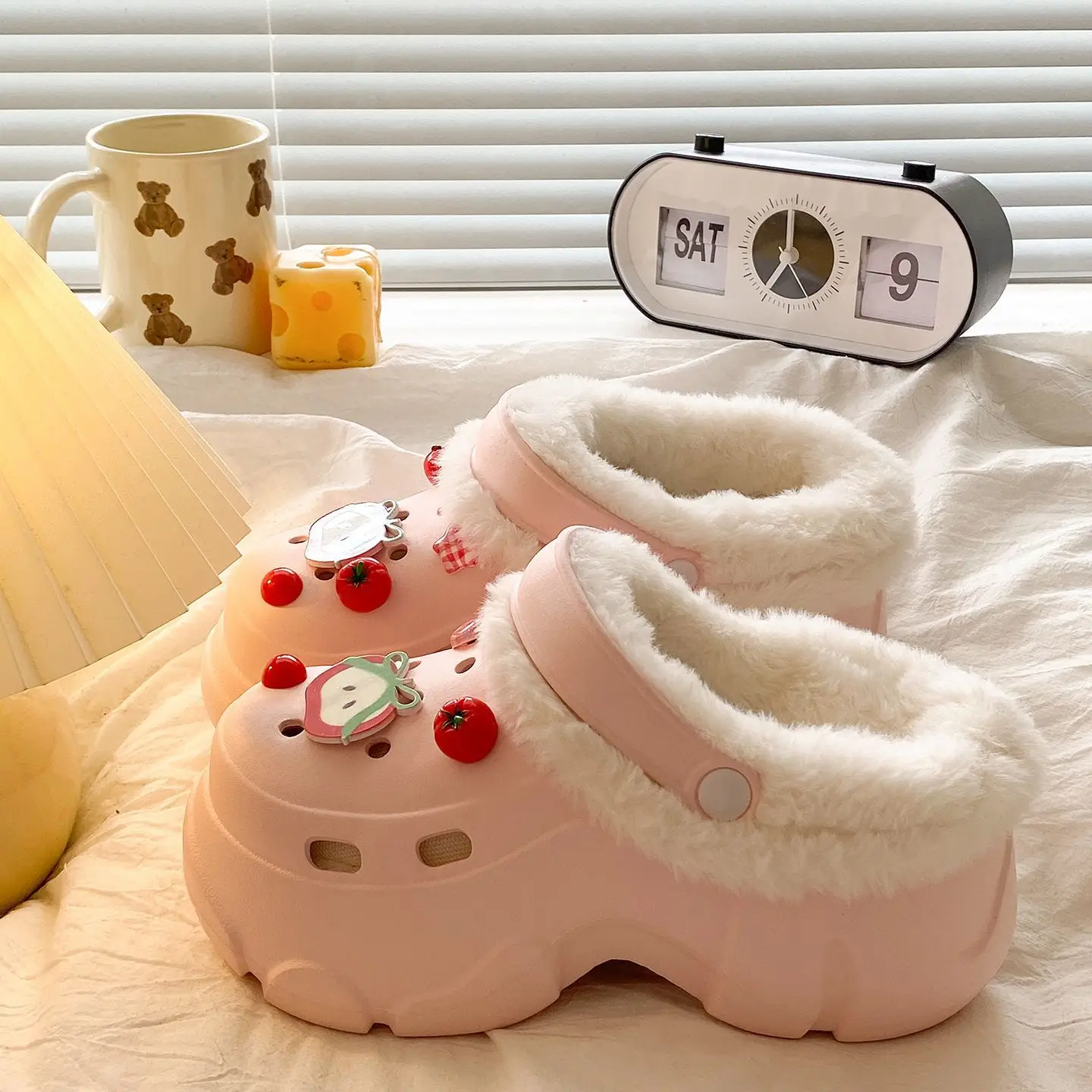 Detachable Warm Clogs for Women Winter Arch Support