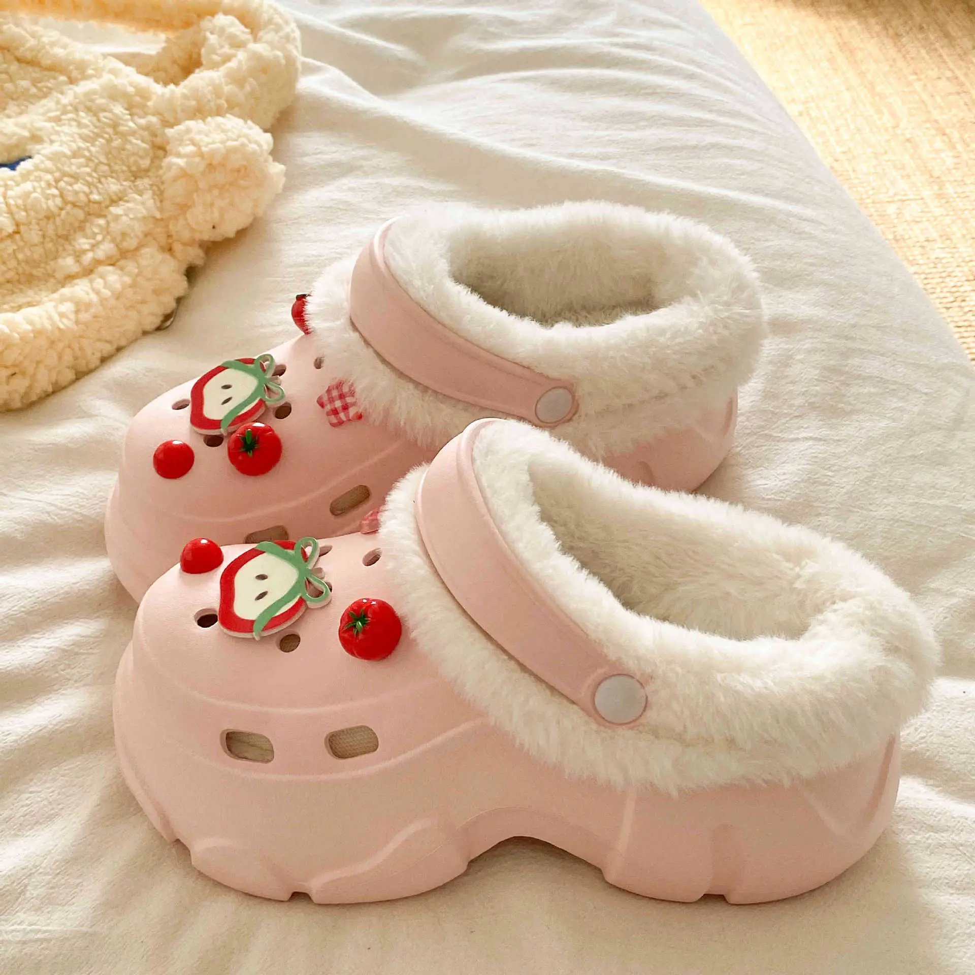 Detachable Warm Clogs for Women Winter Arch Support