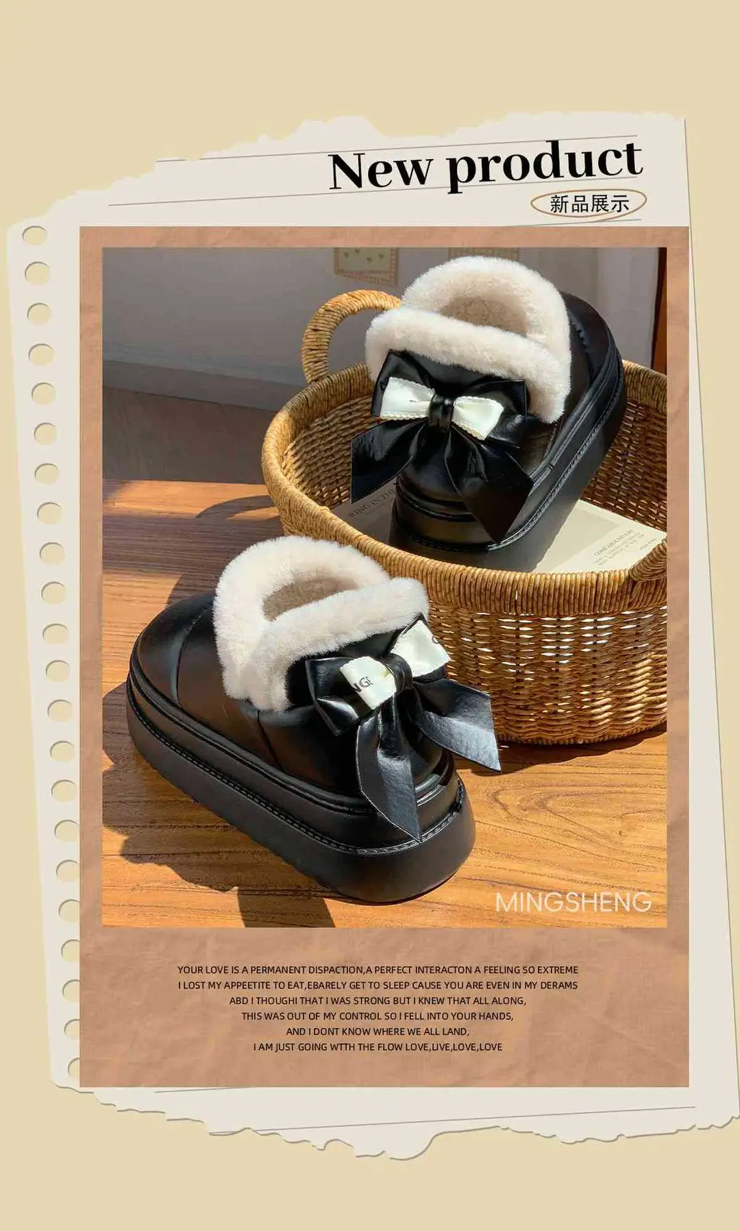 2025 New Winter Velvet Cotton Slippers for Women, New Cotton Shoes, Bow Snow Boots, Eva Thick Sole Bag and Waterproof — feature 2