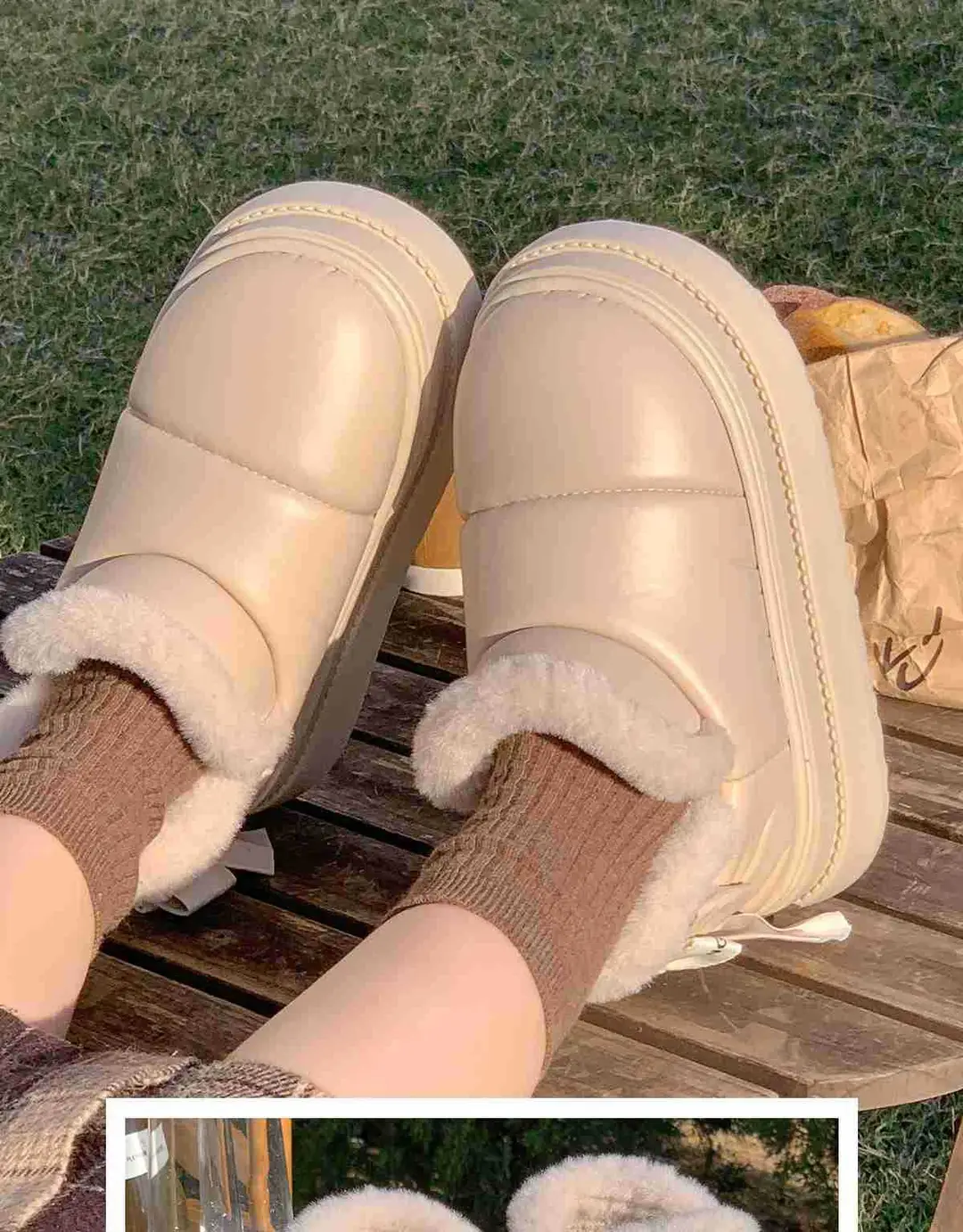 2025 New Winter Velvet Cotton Slippers for Women, New Cotton Shoes, Bow Snow Boots, Eva Thick Sole Bag and Waterproof — feature 3