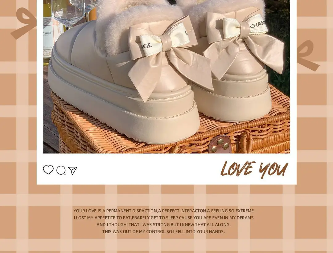 2025 New Winter Velvet Cotton Slippers for Women, New Cotton Shoes, Bow Snow Boots, Eva Thick Sole Bag and Waterproof — feature 4