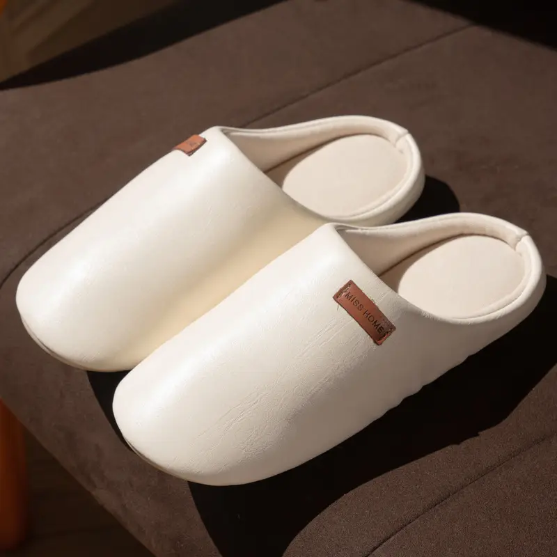 Mingsheng Home Pu Classy Cotton Slippers for Women Winter Indoor Silent Anti-Slip Couple Home Warm Autumn and Winter Men - Image 6
