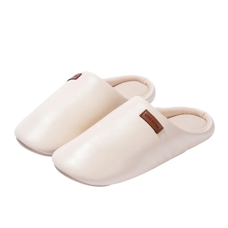 Mingsheng Home Pu Classy Cotton Slippers for Women Winter Indoor Silent Anti-Slip Couple Home Warm Autumn and Winter Men - Image 8