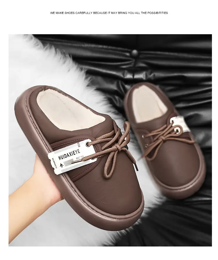 Men's Winter Cotton Slippers for Outdoor Wear, Fleece-Lined, Thickened, Warm, Closed-Toe, College Style, Thick-Soled, Trendy Slippers — feature 18