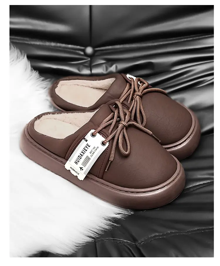Men's Winter Cotton Slippers for Outdoor Wear, Fleece-Lined, Thickened, Warm, Closed-Toe, College Style, Thick-Soled, Trendy Slippers — feature 19