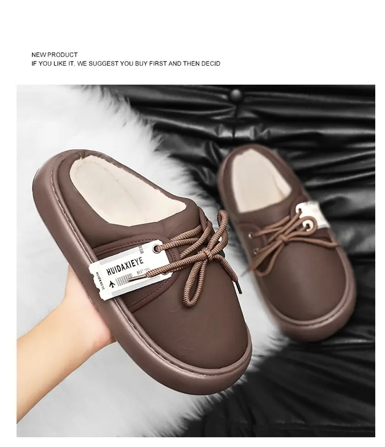 Men's Winter Cotton Slippers for Outdoor Wear, Fleece-Lined, Thickened, Warm, Closed-Toe, College Style, Thick-Soled, Trendy Slippers — feature 9