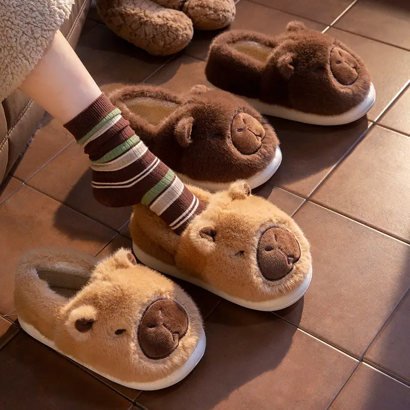 Fleece Lined Brown Bear Slippers for Women - Image 4