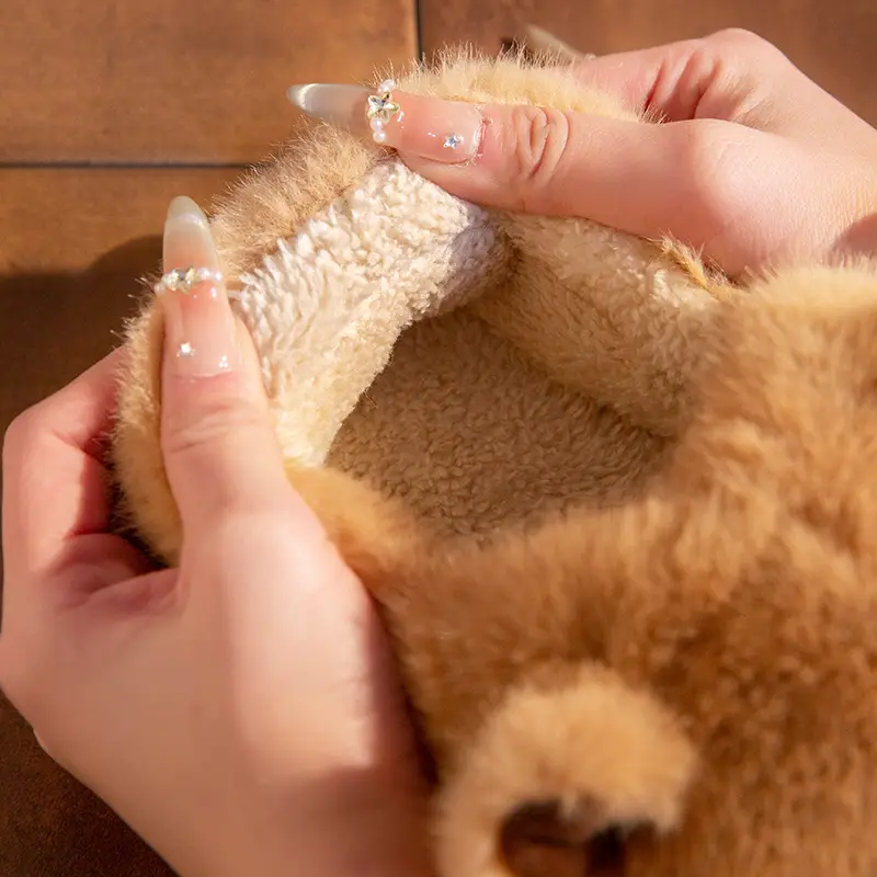Fleece Lined Brown Bear Slippers for Women - Image 5