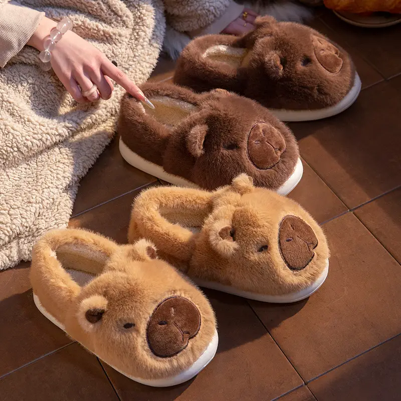 Fleece Lined Brown Bear Slippers for Women - Image 6
