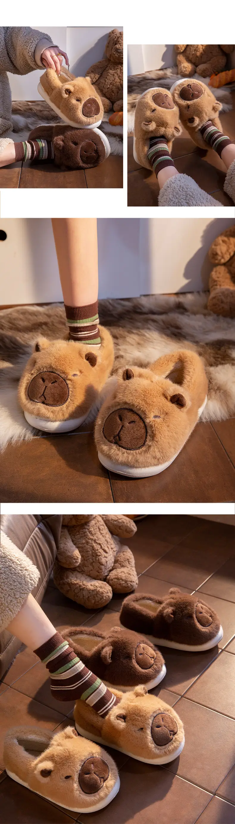 Fleece Lined Brown Bear Slippers for Women — feature 7