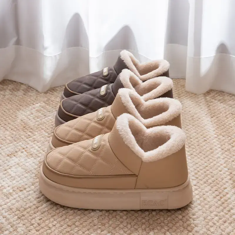 Thickened Warm Cotton Shoes for Women 2025 New Winter Outer Wear Fleece-Lined Waterproof Thick Sole Anti-Slip Bag Heel Cotton Slippers - Image 6