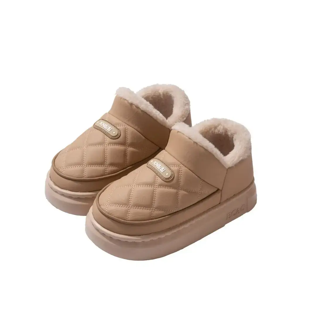 Thickened Warm Cotton Shoes for Women 2025 New Winter Outer Wear Fleece-Lined Waterproof Thick Sole Anti-Slip Bag Heel Cotton Slippers - Image 7