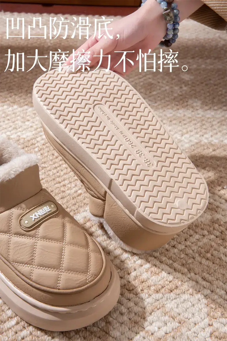 Thickened Warm Cotton Shoes for Women 2025 New Winter Outer Wear Fleece-Lined Waterproof Thick Sole Anti-Slip Bag Heel Cotton Slippers — feature 4