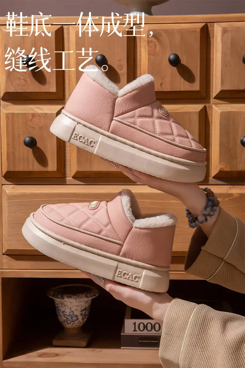 Thickened Warm Cotton Shoes for Women 2025 New Winter Outer Wear Fleece-Lined Waterproof Thick Sole Anti-Slip Bag Heel Cotton Slippers — feature 5