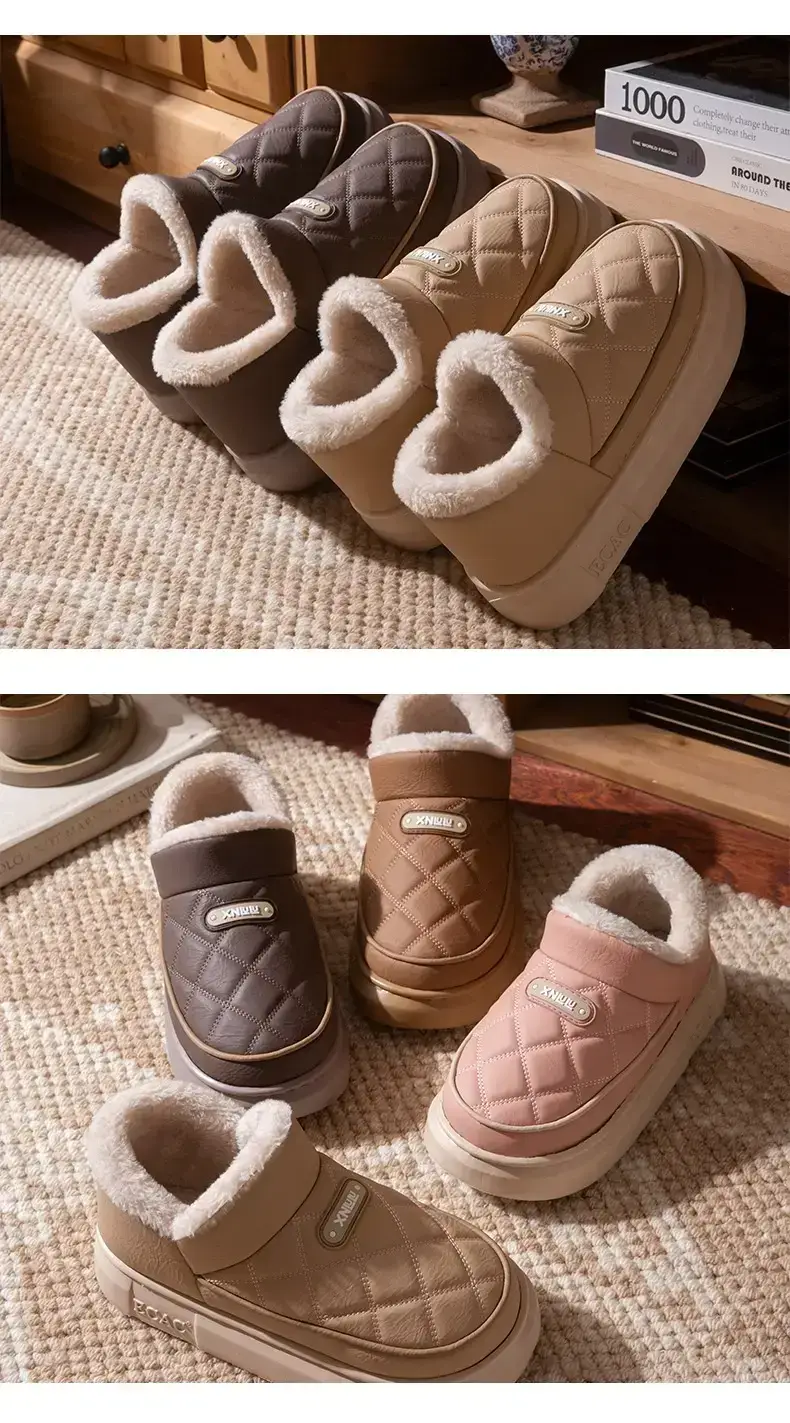 Thickened Warm Cotton Shoes for Women 2025 New Winter Outer Wear Fleece-Lined Waterproof Thick Sole Anti-Slip Bag Heel Cotton Slippers — feature 8