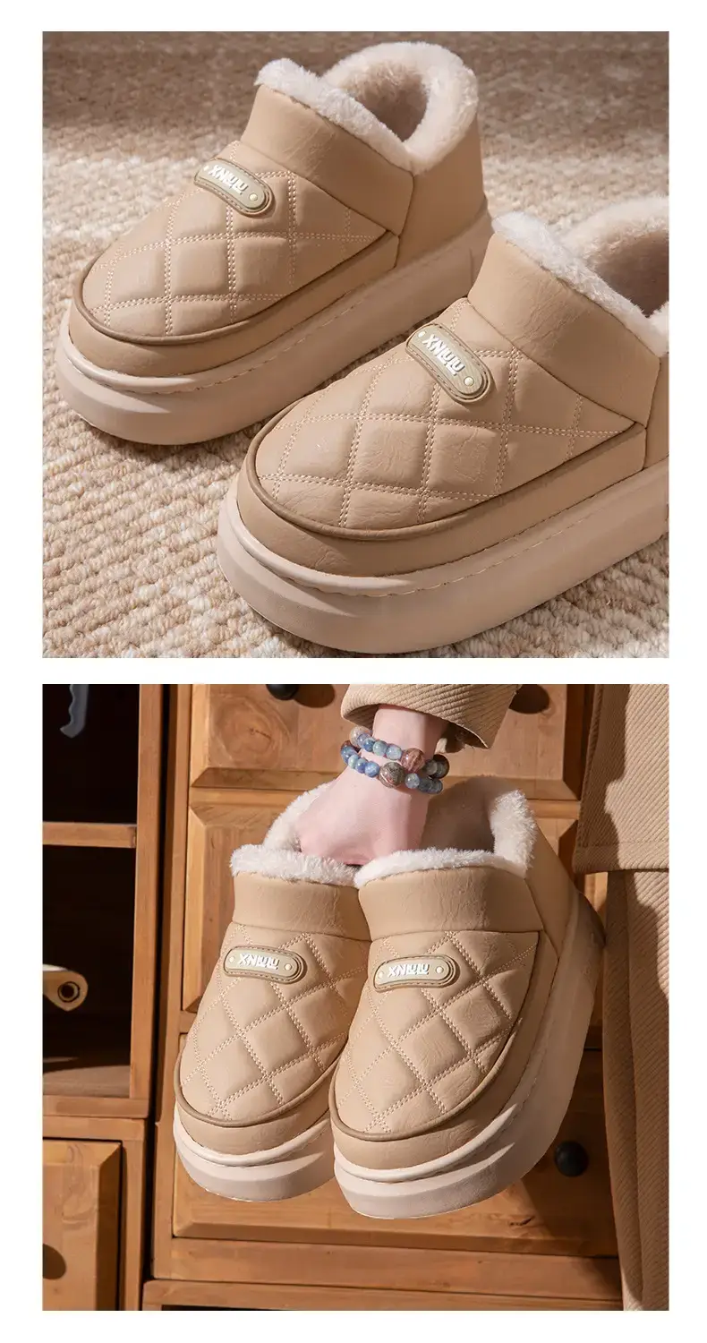 Thickened Warm Cotton Shoes for Women 2025 New Winter Outer Wear Fleece-Lined Waterproof Thick Sole Anti-Slip Bag Heel Cotton Slippers — feature 9
