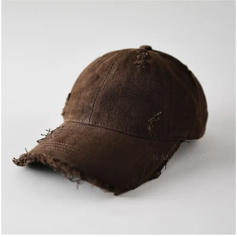 Men Brown Denim Baseball Cap with Fur Trim - Image 10