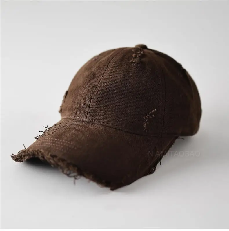Men Brown Denim Baseball Cap with Fur Trim — feature 7