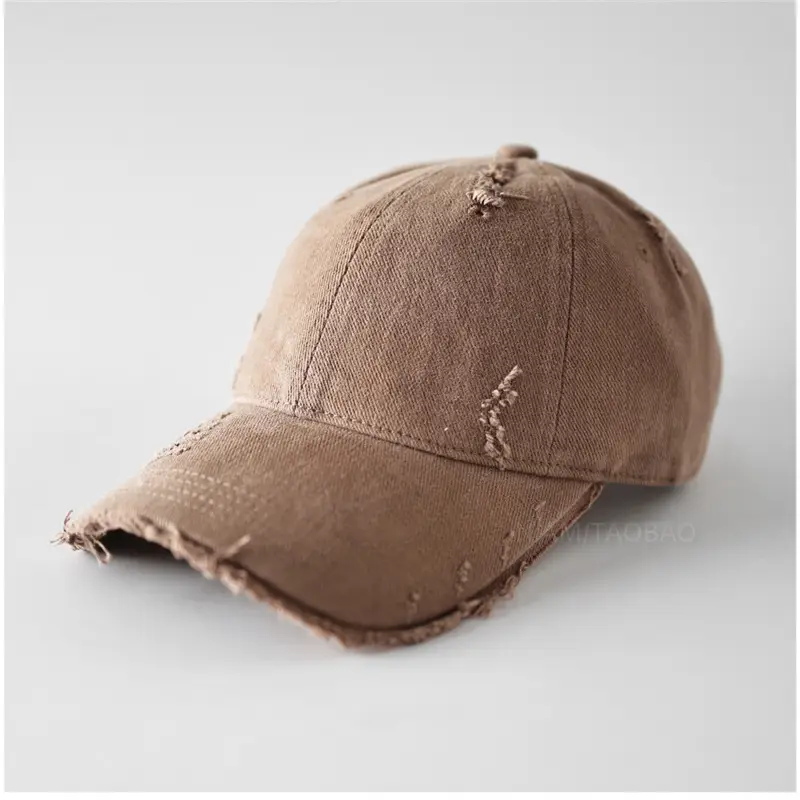 Men Brown Denim Baseball Cap with Fur Trim - Image 5