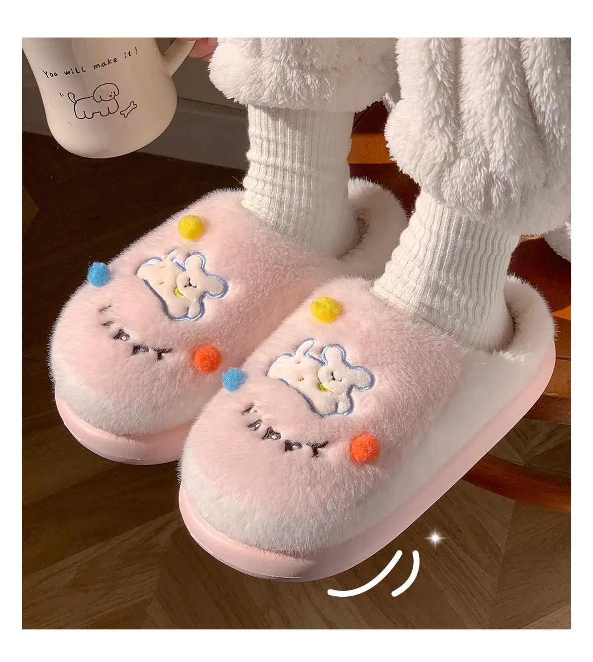 Pink Plush Cotton Slippers for Women Winter 2025 — feature 13