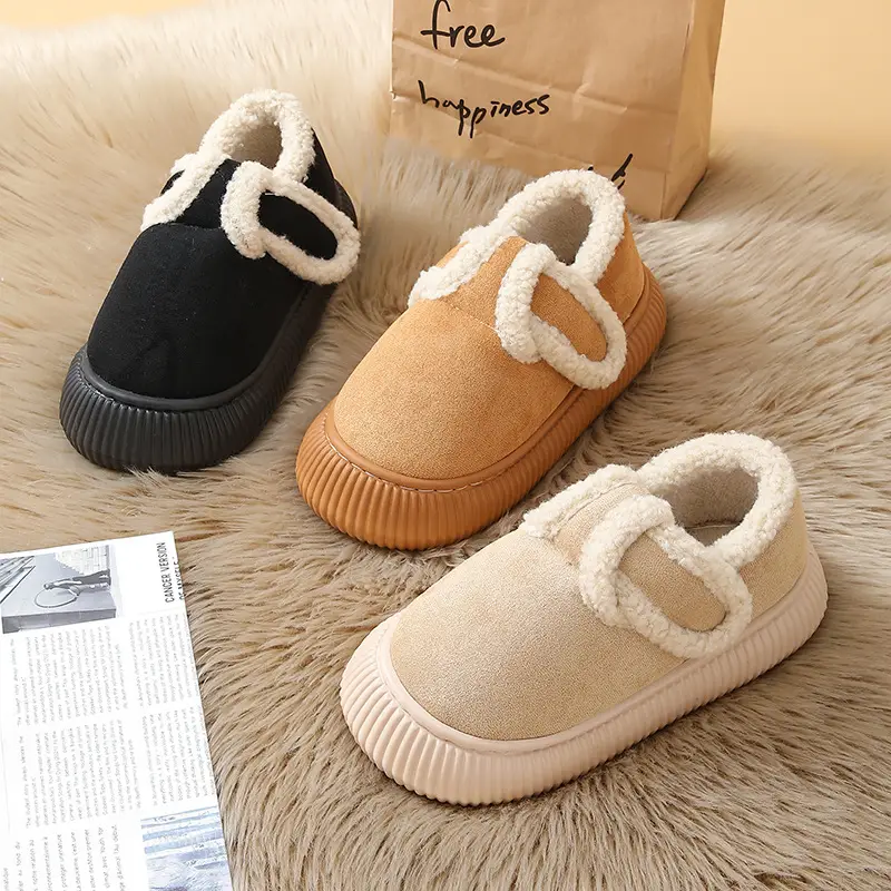 Women's Winter Closed-Back Cotton Slippers Tan