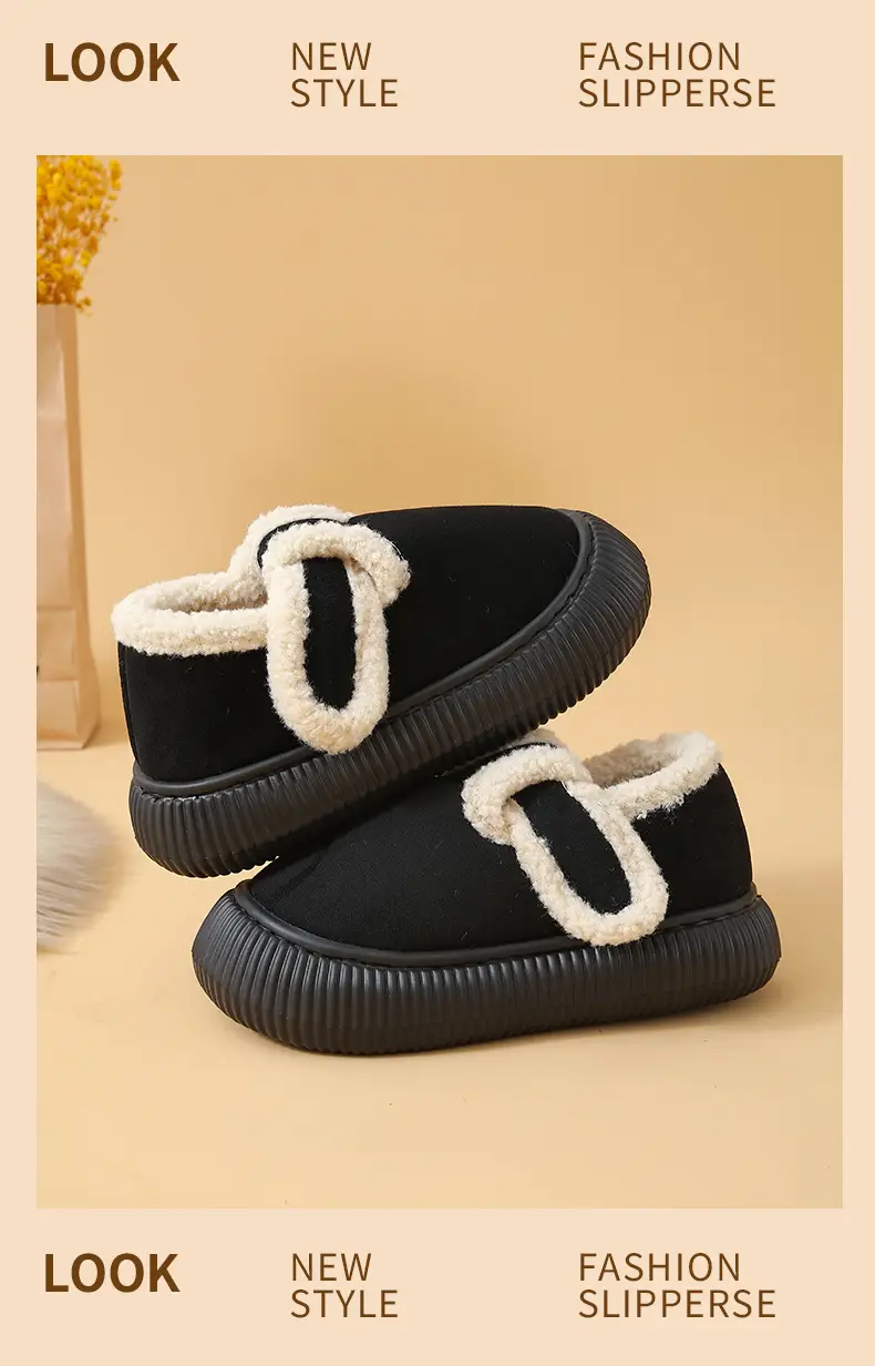 Women's Winter Closed-Back Cotton Slippers Tan — feature 18