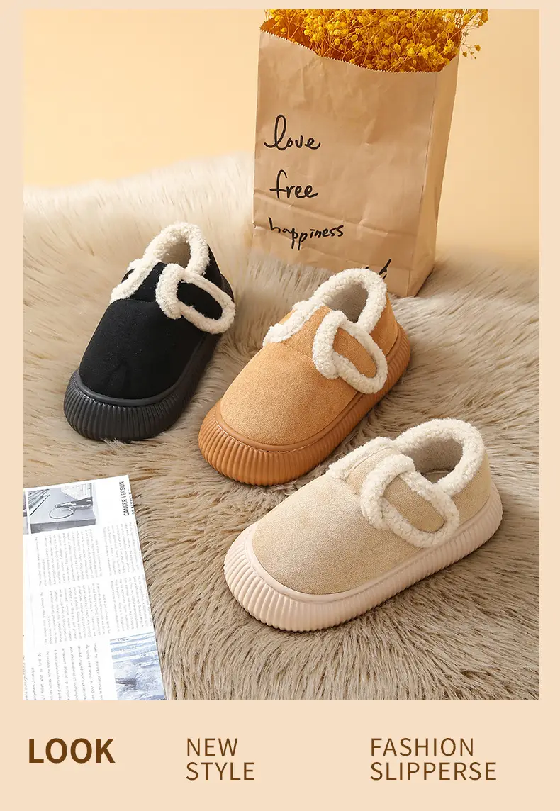 Women's Winter Closed-Back Cotton Slippers Tan — feature 9