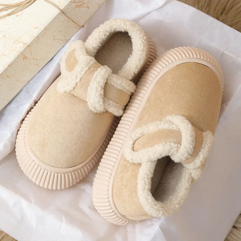 Women's Winter Closed-Back Cotton Slippers Tan