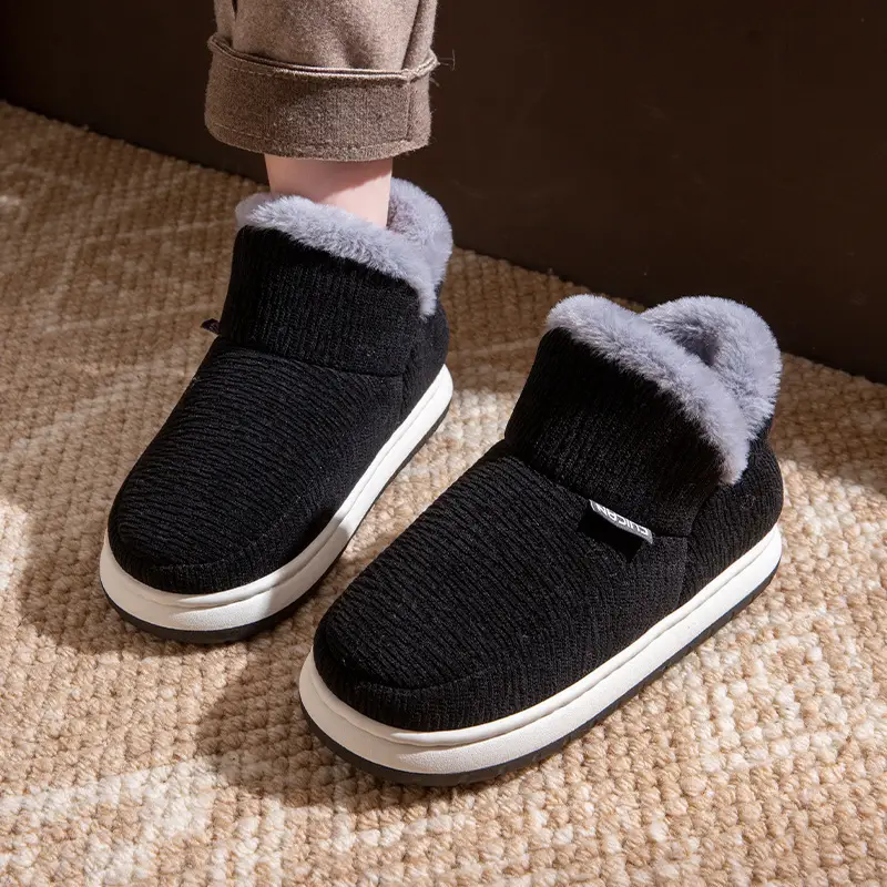 Fleece Lined Warm Slippers for Women Red Brown Winter - Image 2